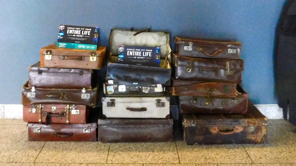 A pile of suitcases greets visitors to the epic museum with the question, could you fit your entire life in here? To begin the story of emigration.