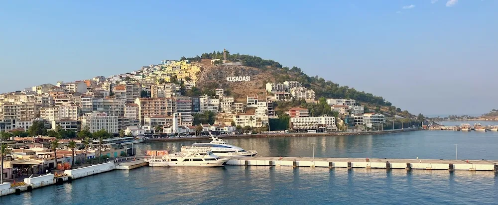 a view of modern kusadasi from our cruise ship.