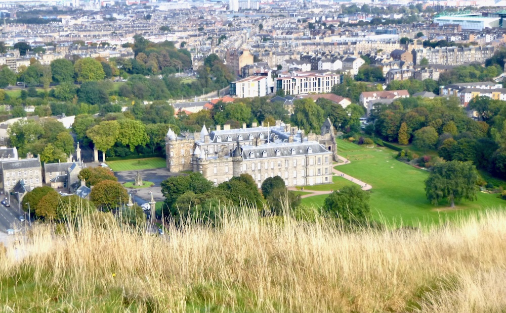 holyroodhouse seen from arthur's seat in edinburgh